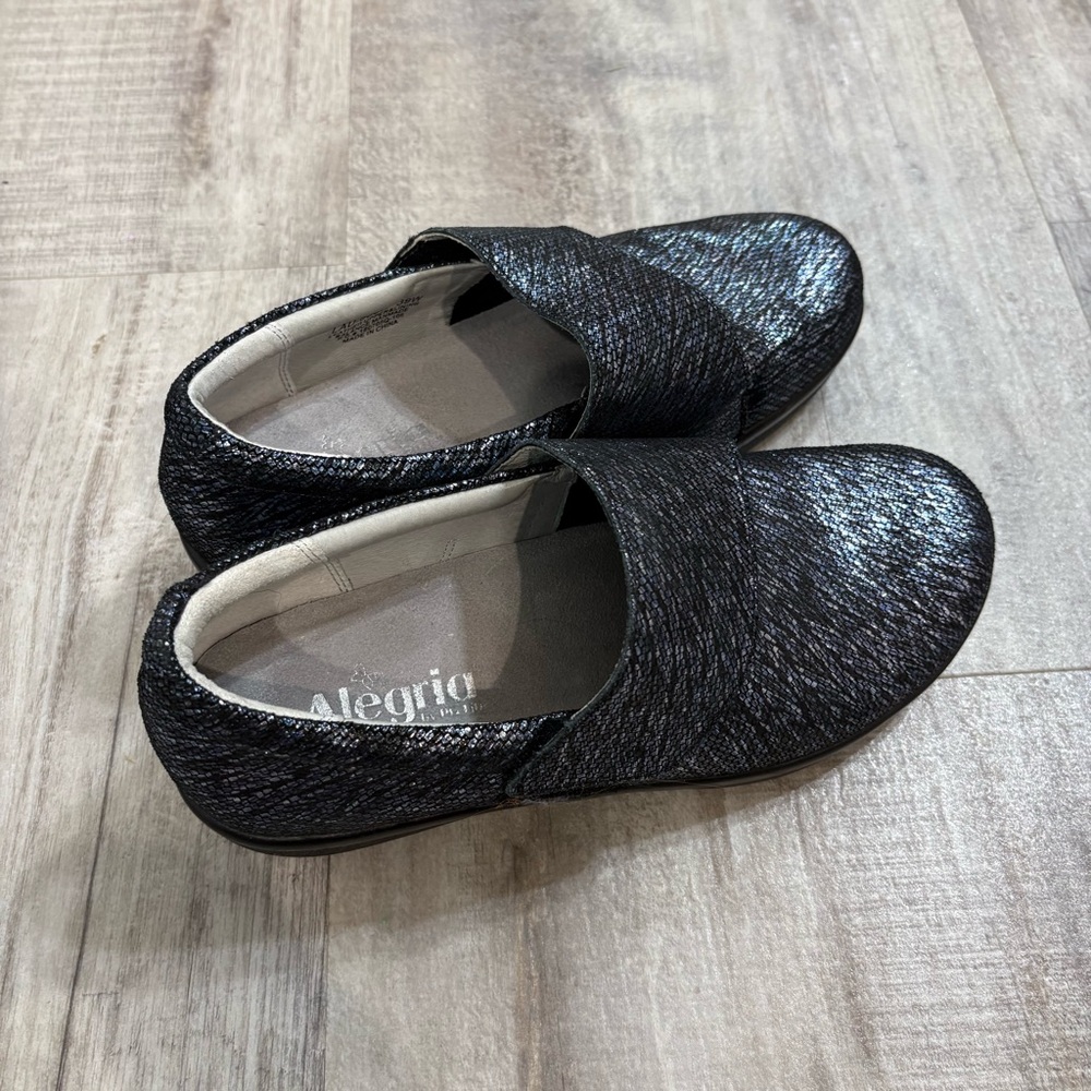 Alegria Metallic Blue Black Shoes